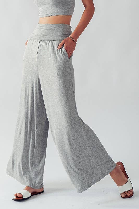 Women High Waist Wide Leg Yoga Pants with Pocket - Wowcher